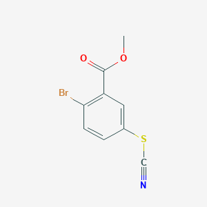 molecular formula C9H6BrNO2S B8122923 Methyl 2-bromo-5-thiocyanatobenzoate 