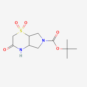 molecular formula C11H18N2O5S B8123090 tert-butyl 3-oxohexahydropyrrolo[3,4-b][1,4]thiazine-6(2H)-carboxylate 1,1-dioxide 