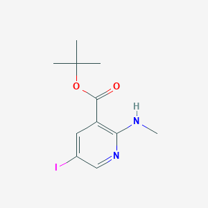 molecular formula C11H15IN2O2 B8123208 5-Iodo-2-methylamino-nicotinic acid tert-butyl ester 