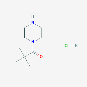 molecular formula C9H19ClN2O B8123295 2,2-Dimethyl-1-piperazin-1-yl-propan-1-one hydrochloride 