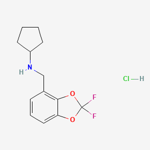 molecular formula C13H16ClF2NO2 B8123347 Cyclopentyl-(2,2-difluoro-benzo[1,3]dioxol-4-ylmethyl)-amine hydrochloride 