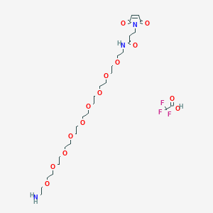 molecular formula C29H50F3N3O14 B8124208 N-[2-[2-[2-[2-[2-[2-[2-[2-[2-(2-aminoethoxy)ethoxy]ethoxy]ethoxy]ethoxy]ethoxy]ethoxy]ethoxy]ethoxy]ethyl]-3-(2,5-dioxopyrrol-1-yl)propanamide;2,2,2-trifluoroacetic acid 