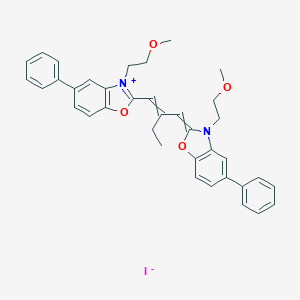 molecular formula C37H37IN2O4 B081243 Benzoxazolium, 3-(2-methoxyethyl)-2-[2-[[3-(2-methoxyethyl)-5-phenyl-2(3H)-benzoxazolylidene]methyl]-1-butenyl]-5-phenyl-, iodide CAS No. 13416-17-6