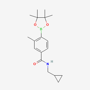molecular formula C18H26BNO3 B8124624 N-Cyclopropylmethyl-3-methyl-4-(4,4,5,5-tetramethyl-[1,3,2]dioxaborolan-2-yl)-benzamide 