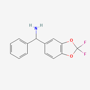 molecular formula C14H11F2NO2 B8124700 C-(2,2-Difluoro-benzo[1,3]dioxol-5-yl)-C-phenyl-methylamine 