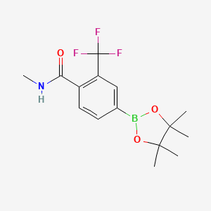 molecular formula C15H19BF3NO3 B8124953 N-Methyl-4-(4,4,5,5-tetramethyl-[1,3,2]dioxaborolan-2-yl)-2-trifluoromethyl-benzamide 