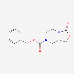molecular formula C14H16N2O4 B8125280 benzyl tetrahydro-3-oxo-1H-oxazolo[3,4-a]pyrazine-7(3H)-carboxylate 