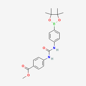 molecular formula C21H25BN2O5 B8126767 Methyl 4-(3-(4-(4,4,5,5-tetramethyl-1,3,2-dioxaborolan-2-yl)phenyl)ureido)benzoate 