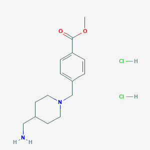 molecular formula C15H24Cl2N2O2 B8126906 Methyl 4-((4-(aminomethyl)piperidin-1-yl)methyl)benzoate dihydrochloride 
