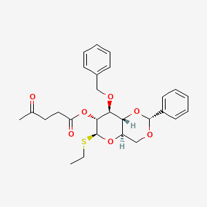 molecular formula C27H32O7S B8127107 Ethyl 3-O-benzyl-4,6-O-benzylidene-2-O-levulinoyl-b-D-thioglucopyranoside 