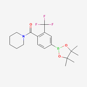 molecular formula C19H25BF3NO3 B8127551 Piperidin-1-yl-[4-(4,4,5,5-tetramethyl-[1,3,2]dioxaborolan-2-yl)-2-trifluoromethyl-phenyl]-methanone 