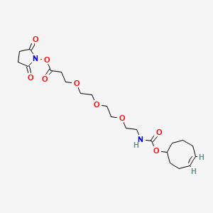 molecular formula C22H34N2O9 B8128614 (2,5-dioxopyrrolidin-1-yl) 3-[2-[2-[2-[[(4E)-cyclooct-4-en-1-yl]oxycarbonylamino]ethoxy]ethoxy]ethoxy]propanoate 