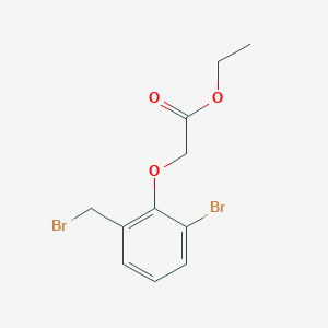 molecular formula C11H12Br2O3 B8129254 Ethyl 2-[2-bromo-6-(bromomethyl)phenoxy]acetate 