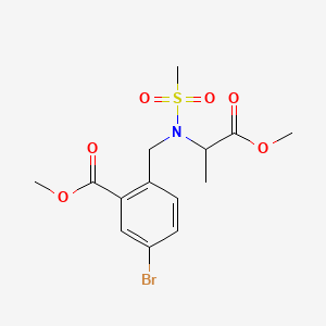 molecular formula C14H18BrNO6S B8129301 Methyl 5-bromo-2-((N-(1-methoxy-1-oxopropan-2-yl)methylsulfonamido)methyl)benzoate 