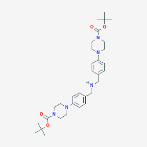 molecular formula C32H47N5O4 B8129306 Tert-butyl 4-[4-({[(4-{4-[(tert-butoxy)carbonyl]piperazin-1-yl}phenyl)methyl]amino}methyl)phenyl]piperazine-1-carboxylate 