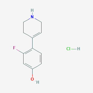 molecular formula C11H13ClFNO B8130199 3-Fluoro-4-(1,2,3,6-tetrahydropyridin-4-yl)phenol hydrochloride 