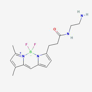 molecular formula C16H21BF2N4O B8130306 N-(2-aminoethyl)-3-(2,2-difluoro-10,12-dimethyl-1-aza-3-azonia-2-boranuidatricyclo[7.3.0.03,7]dodeca-3,5,7,9,11-pentaen-4-yl)propanamide 