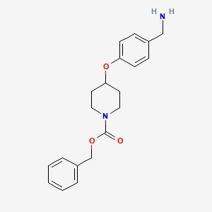 molecular formula C20H24N2O3 B8130326 Benzyl 4-(4-(aminomethyl)phenoxy)piperidine-1-carboxylate 