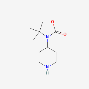 molecular formula C10H18N2O2 B8130422 2-oxazolidinone, 4,4-dimethyl-3-(4-piperidinyl)- 