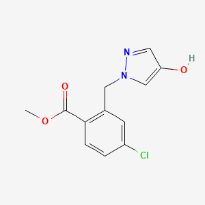 molecular formula C12H11ClN2O3 B8130772 Methyl 4-chloro-2-((4-hydroxy-1H-pyrazol-1-yl)methyl)benzoate 