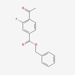 molecular formula C16H13FO3 B8130957 Benzyl 4-acetyl-3-fluorobenzoate 