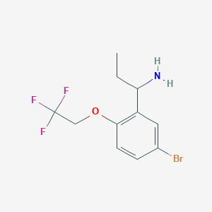 molecular formula C11H13BrF3NO B8131377 1-(5-Bromo-2-(2,2,2-trifluoroethoxy)phenyl)propan-1-amine 