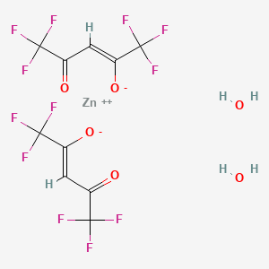 molecular formula C10H6F12O6Zn B8131423 zinc;(Z)-1,1,1,5,5,5-hexafluoro-4-oxopent-2-en-2-olate;dihydrate 