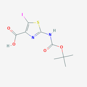 molecular formula C9H11IN2O4S B8131495 2-tert-Butoxycarbonylamino-5-iodo-thiazole-4-carboxylic acid 