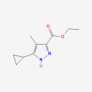 molecular formula C10H14N2O2 B8131772 Ethyl 5-cyclopropyl-4-methyl-1H-pyrazole-3-carboxylate 