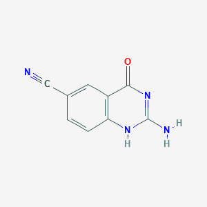 molecular formula C9H6N4O B8132279 2-amino-4-oxo-1H-quinazoline-6-carbonitrile 