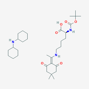 molecular formula C33H57N3O6 B8132310 N-cyclohexylcyclohexanamine;(2S)-6-[1-(4,4-dimethyl-2,6-dioxocyclohexylidene)ethylamino]-2-[(2-methylpropan-2-yl)oxycarbonylamino]hexanoic acid 