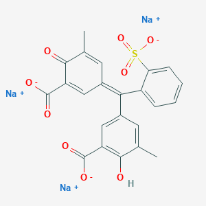 molecular formula C23H15Na3O9S B8132426 trisodium;5-[(E)-(3-carboxylato-5-methyl-4-oxocyclohexa-2,5-dien-1-ylidene)-(2-sulfonatophenyl)methyl]-2-hydroxy-3-methylbenzoate 