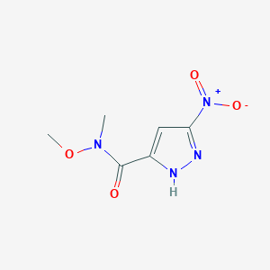 molecular formula C6H8N4O4 B8132886 N-methoxy-N-methyl-3-nitro-1H-pyrazole-5-carboxamide 