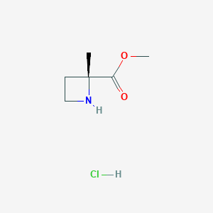 molecular formula C6H12ClNO2 B8133156 Methyl (2r)-2-methylazetidine-2-carboxylate hydrochloride 