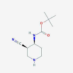 molecular formula C11H19N3O2 B8133581 tert-butyl N-[(3R,4S)-3-cyanopiperidin-4-yl]carbamate 