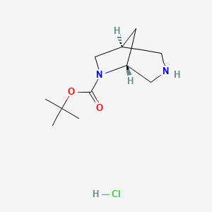 molecular formula C11H21ClN2O2 B8133714 tert-butyl 3,6-diazabicyclo[3.2.1]octane-6-carboxylate hcl 