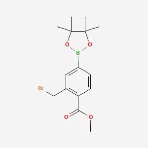 molecular formula C15H20BBrO4 B8134026 Methyl 2-(bromomethyl)-4-(tetramethyl-1,3,2-dioxaborolan-2-yl)benzoate 