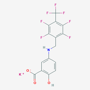 molecular formula C15H7F7KNO3 B8134249 potassium;2-hydroxy-5-[[2,3,5,6-tetrafluoro-4-(trifluoromethyl)phenyl]methylamino]benzoate 