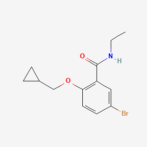 molecular formula C13H16BrNO2 B8134750 5-Bromo-2-(cyclopropylmethoxy)-N-ethylbenzamide 