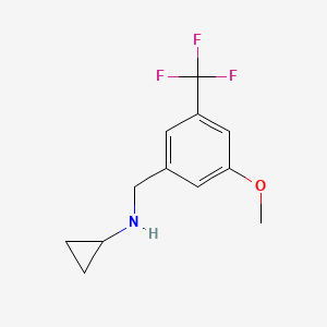 molecular formula C12H14F3NO B8134817 Cyclopropyl-(3-methoxy-5-trifluoromethyl-benzyl)-amine 