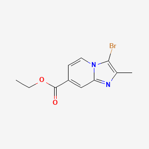 molecular formula C11H11BrN2O2 B8135624 Ethyl 3-bromo-2-methylimidazo[1,2-a]pyridine-7-carboxylate 