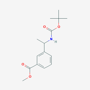 molecular formula C15H21NO4 B8135917 Methyl 3-(1-((tert-butoxycarbonyl)amino)ethyl)benzoate 