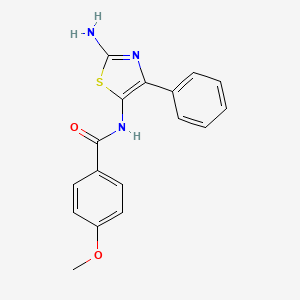 molecular formula C17H15N3O2S B8136187 N-(2-amino-4-phenyl-1,3-thiazol-5-yl)-4-methoxybenzamide 