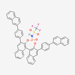 molecular formula C53H33F3NO5PS B8137081 N-[10,16-bis(4-naphthalen-2-ylphenyl)-13-oxo-12,14-dioxa-13λ5-phosphapentacyclo[13.8.0.02,11.03,8.018,23]tricosa-1(15),2(11),3,5,7,9,16,18,20,22-decaen-13-yl]-1,1,1-trifluoromethanesulfonamide 