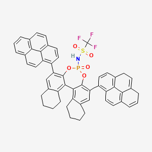 molecular formula C53H39F3NO5PS B8137136 N-[10-(4,6-dihydropyren-1-yl)-13-oxo-16-pyren-1-yl-12,14-dioxa-13λ5-phosphapentacyclo[13.8.0.02,11.03,8.018,23]tricosa-1(23),2,8,10,15,17-hexaen-13-yl]-1,1,1-trifluoromethanesulfonamide 