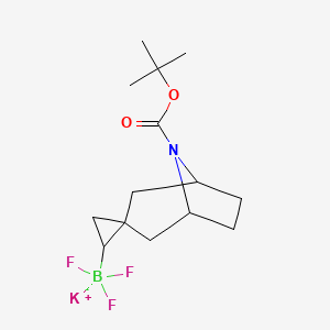 molecular formula C14H22BF3KNO2 B8138131 Potassium {8-[(tert-butoxy)carbonyl]-8-azaspiro[bicyclo[3.2.1]octane-3,1'-cyclopropan]-2'-yl}trifluoroboranuide 