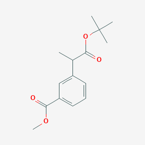 molecular formula C15H20O4 B8138145 Methyl3-(1-((tert-butoxycarbonyl)amino)ethyl)benzoate 