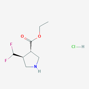 molecular formula C8H14ClF2NO2 B8138255 ethyl trans-4-(difluoromethyl)pyrrolidine-3-carboxylate hydrochloride 