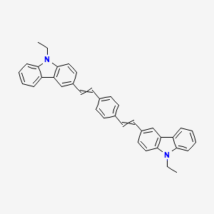 molecular formula C38H32N2 B8138486 9-ethyl-3-(2-{4-[2-(9-ethylcarbazol-3-yl)ethenyl]phenyl}ethenyl)carbazole 