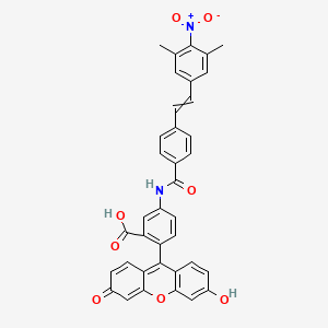 5-{4-[2-(3,5-Dimethyl-4-nitrophenyl)ethenyl]benzamido}-2-(6-hydroxy-3-oxo-3H-xanthen-9-yl)benzoic acid